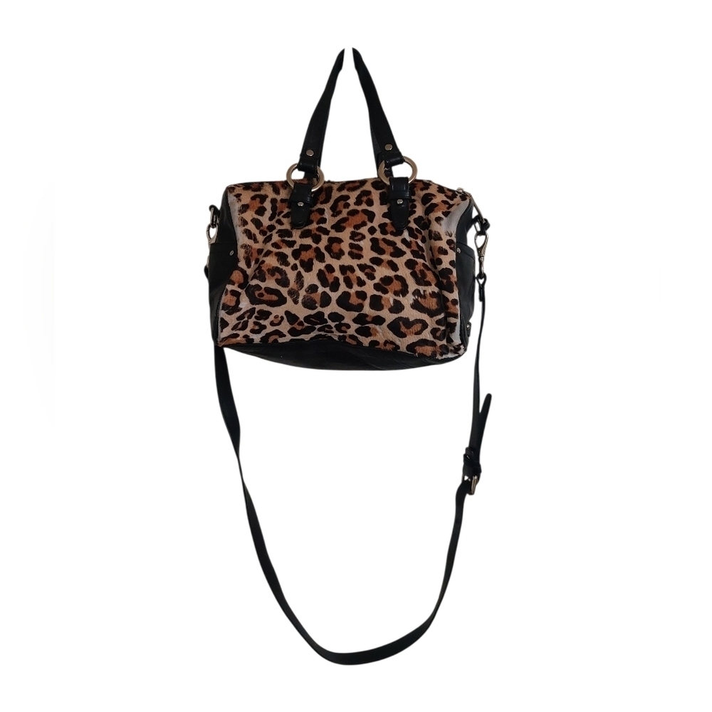 Cole Haan Leopard Print Satchel with Black Straps